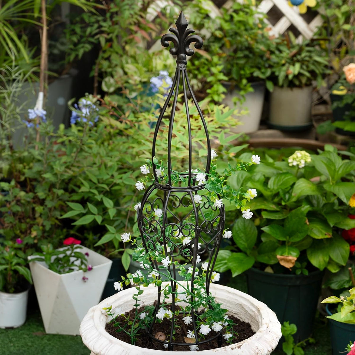 Obelisk Metal Garden Trellis for Climbing Plants - 29.5 in by 6.3 in Durable Iron Structure, Easy