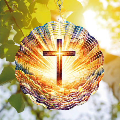 Cross Wind Spinner, Cross Wind Spinner Hanging for Yard and Garden, Unique Gift Wind Spinner, 3D