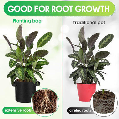 Nuanchu 50 Packs Grow Bags Small Aeration Fabric Pots Nonwoven Garden Bags Grow Pots Planter with