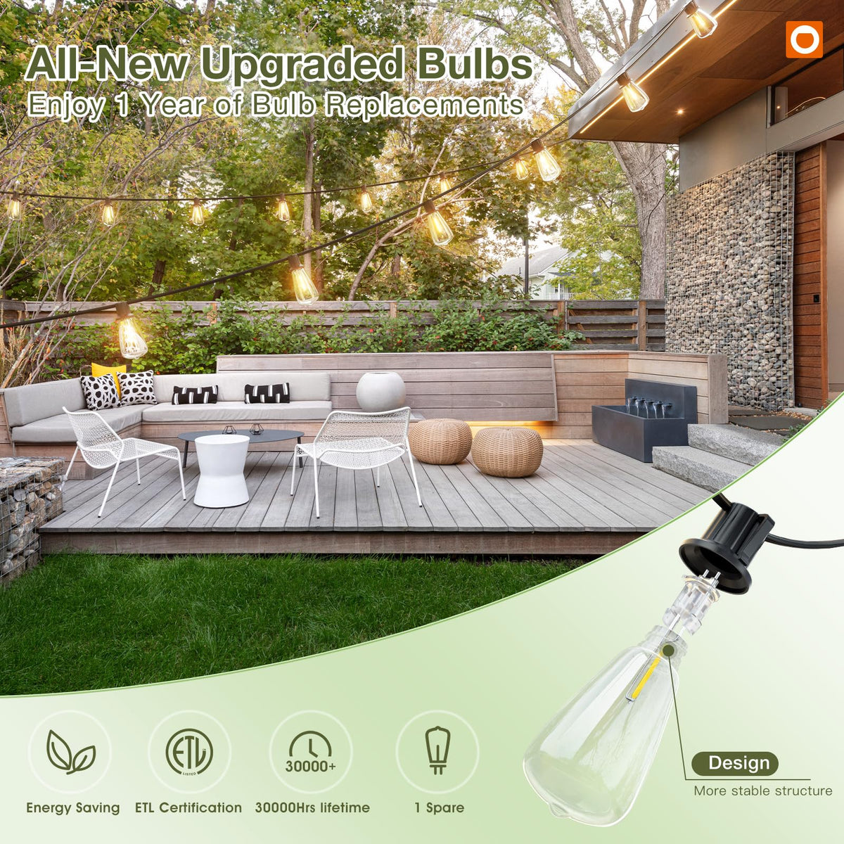 addlon 52(48+4) FT Solar String Lights Waterproof, Remote Dimmable 16+1 LED