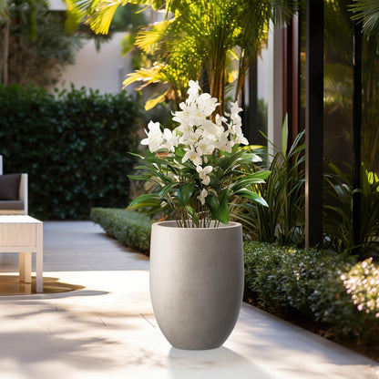 Kante 21.7" H Weathered Concrete Tall Planter, Large Outdoor Indoor Decorative Pot with Drainage