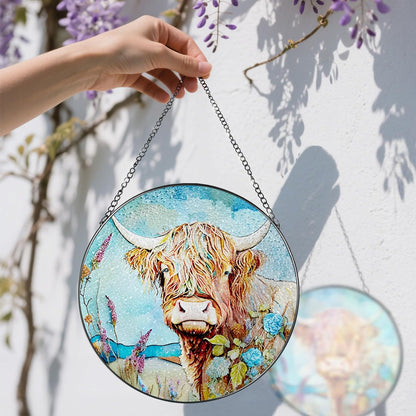 Stained Glass Window Hanging, Stained Glass Suncatcher, Cow Sun Catcher, Window Hanging Decor, Cow