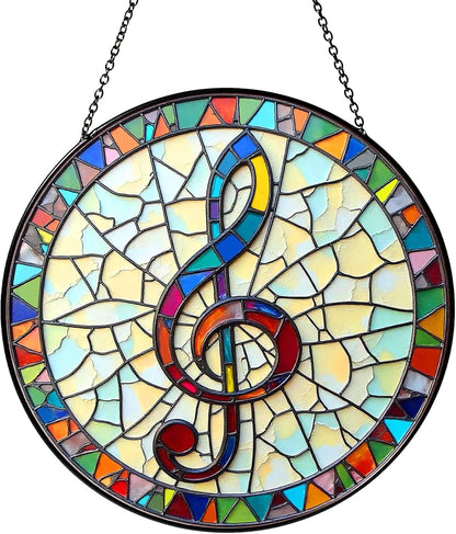 Musical Stained Glass Window Hanging Music Design Sun Catcher Musician Decor Music Teacher Gifts