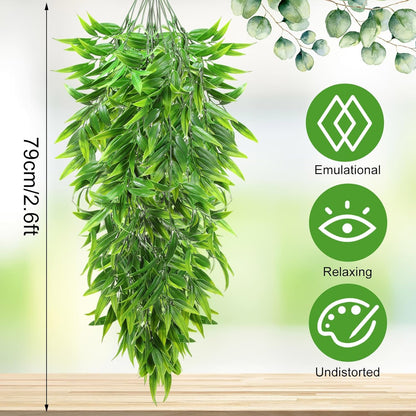 Hoteam 12 Pcs Artificial Hanging Plants 32 Inch Fake Ivy Vines with Fake Leaves Patio Artificial