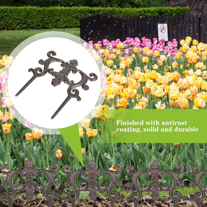 Sungmor Decorative Cast Iron Flower Bed Edging for Landscaping, 4PC Heavy Duty & Sturdy Low Garden