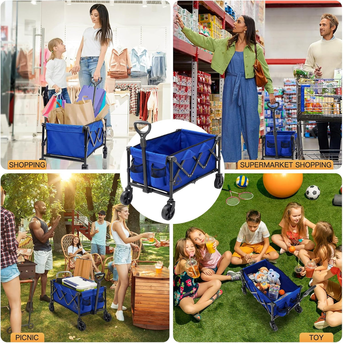 Wagon Cart Shopping Foldable Folding Collapsible with Wheels Big On Beach Garden Outdoor Grocery