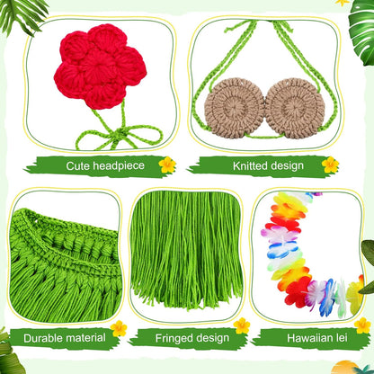 3 Pcs Summer Bikini Goose Outfit for 23'' Plastic or Cement Porch Goose Hawaiian Knitted Bikini