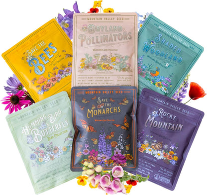 Wildflower Seeds Collection - 500,000+ Bulk Seeds - 6 Different Mixes Including Hummingbird &