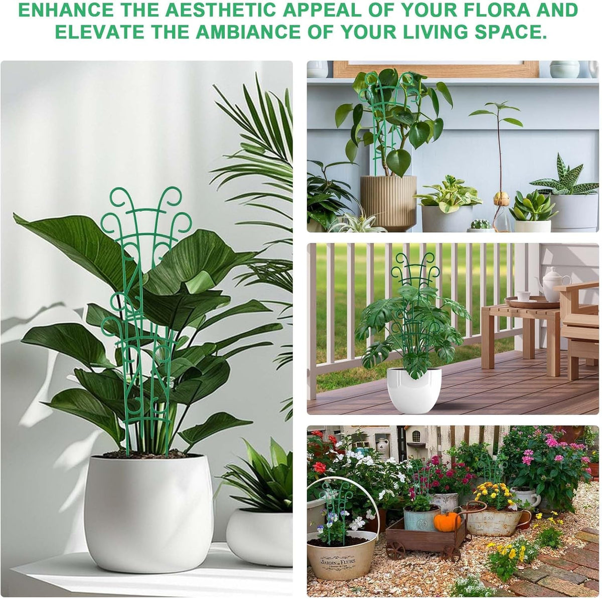 Plant Trellis for Potted Plants 12 Pack Stackable Indoor Outdoor Climbing Houseplant Support with