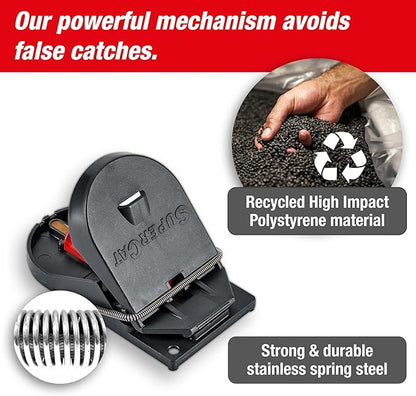 SWISSINNO Mousetraps & Mice Traps for Home - PRO SuperCat - 4 Traps – Pre-Baited Snap Traps with