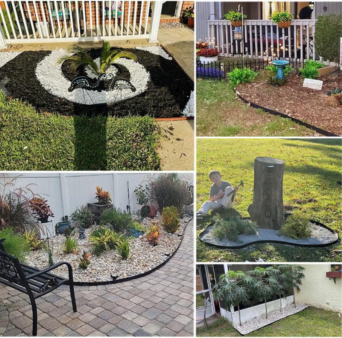 Garden Edging Borders 66FT,Landscape Edging Black[Extra Tall 4IN High] with 60pcs Stakes,Lawn