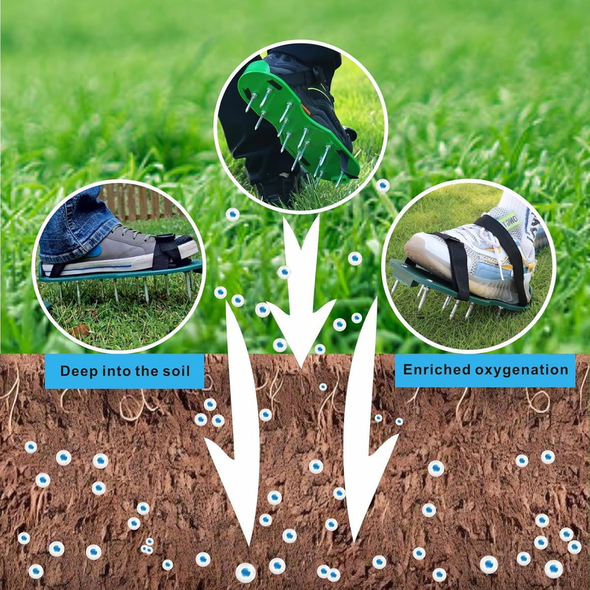 Lawn Aerator Shoes Upgrades Aeration Shoes for Lawn Heavy Strap Spike Shoes for Grass Soil Aerating