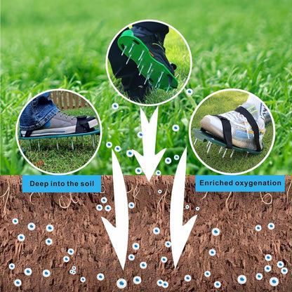 Lawn Aerator Shoes Upgrades Aeration Shoes for Lawn Heavy Strap Spike Shoes for Grass Soil Aerating