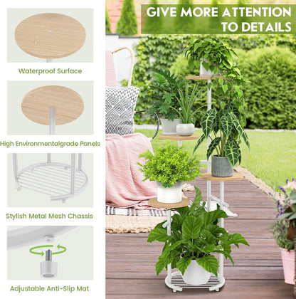 TOSKING 5 Tier Metal Plant Stand Indoor， Plant Shelf, Corner Shelf Flower Pot Stand for Outdoor