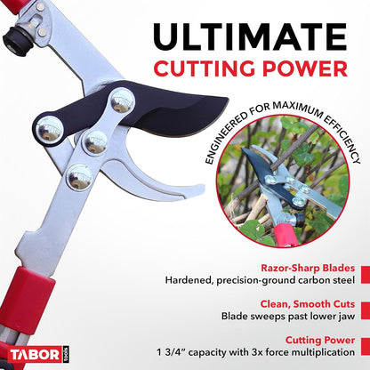 TABOR TOOLS GG21A Extendable Bypass Lopper with Compound Action, 27-40 Inch Telescopic Tree