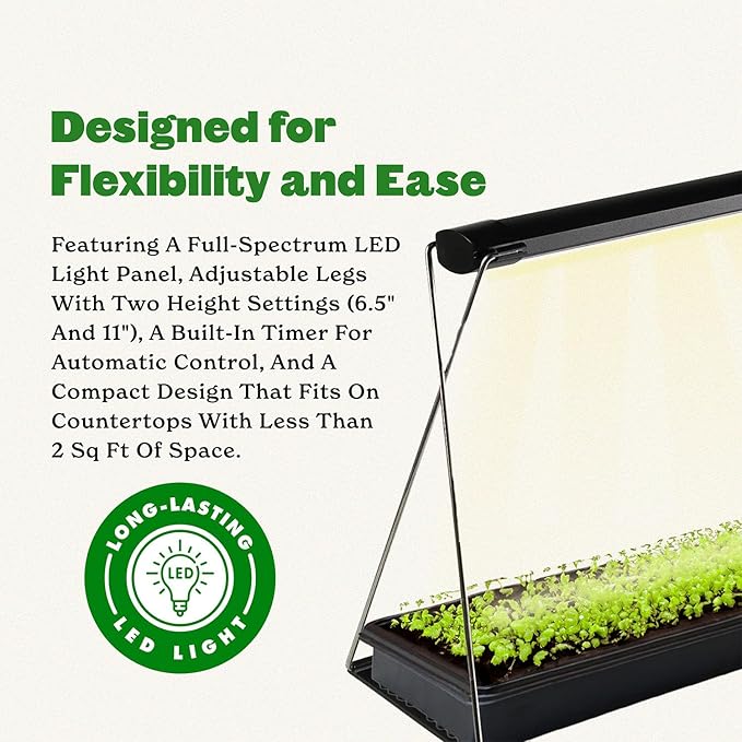 Epic Gardening Seed Starting Grow Light – Full-Spectrum LED with Adjustable Height for Indoor