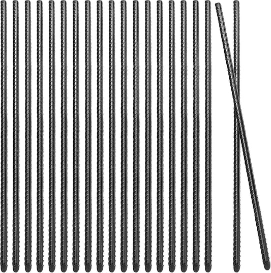 20 Pack 16 Inch Straight Rebar Stakes, 3/8" Thick Steel Heavy Duty Anchor Ground Rebar Stakes with