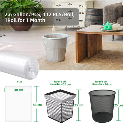 Small Trash Bags 2.6 Gallon, 110 Counts, 40 * 48cm, 3g/pcs, Unsented, Clear