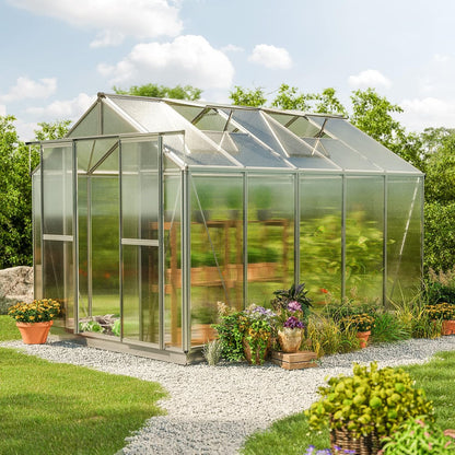Greenhouse Saphir 5 Aluminum Frame 8.5 x 10.6 ft Approx. 6 mm Polycarbonate Panels - with Bonus