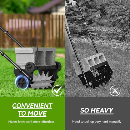18-Inch Lawn Aerator,Heavy Duty Push Spike Aerator with 4 Wheels,Aerator Lawn Tool with Steel