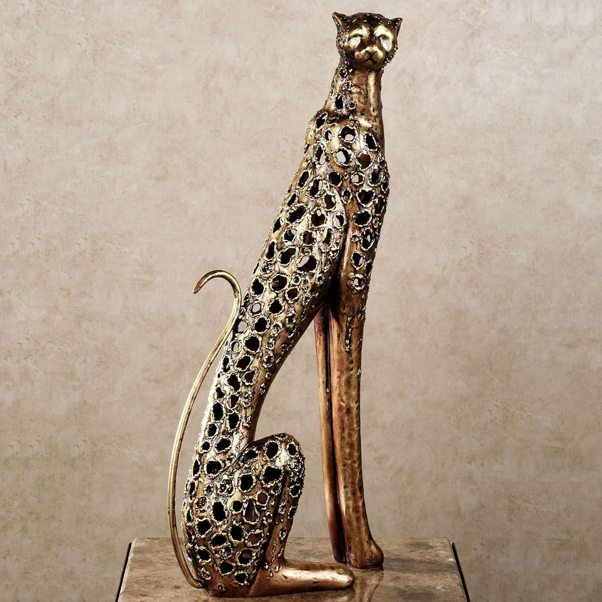 Touch of Class Wild Elegance Cheetah Sculpture Bronze Gold Large - Jungle Room Decorations