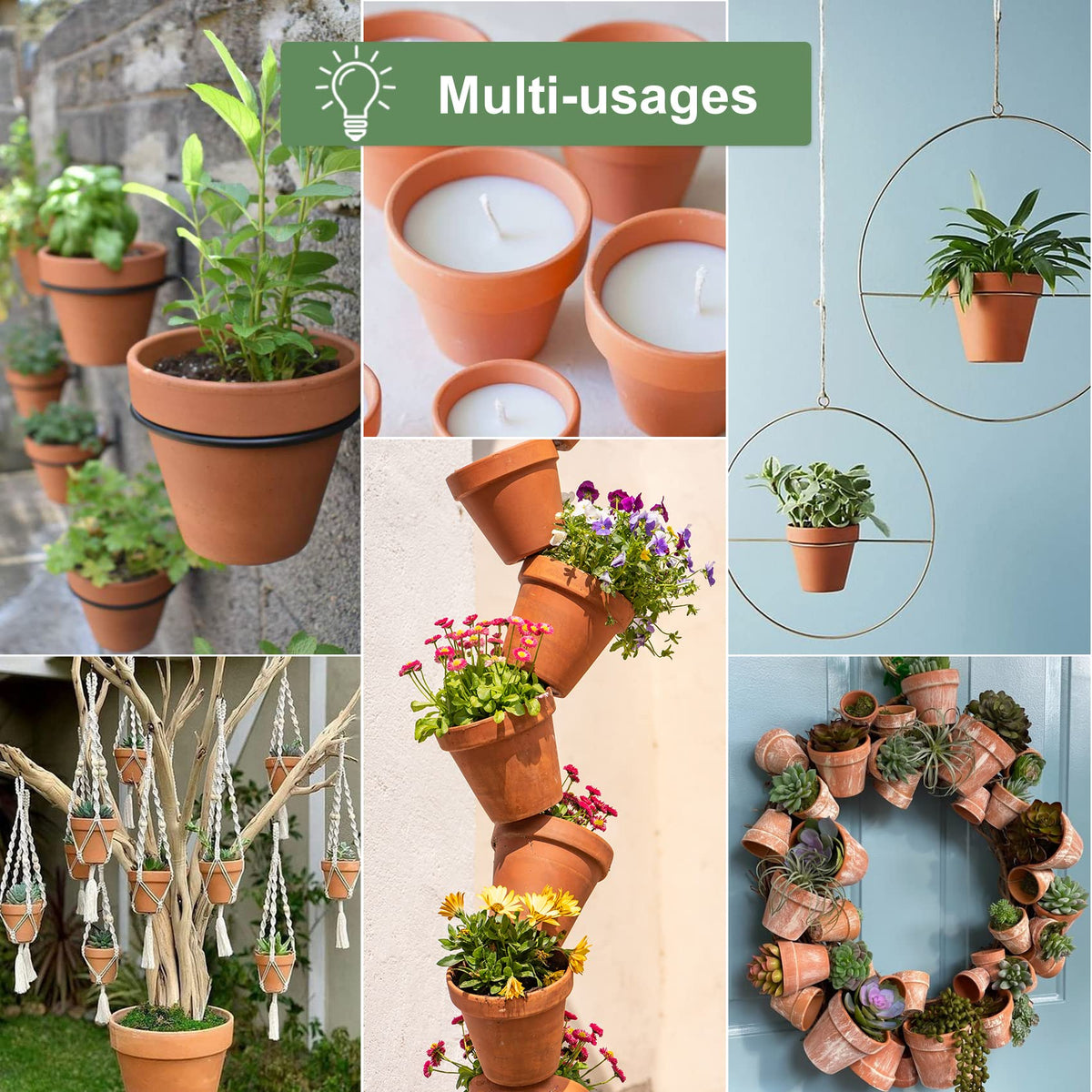 Orceler 4 Inch Terracotta Pots with Saucer - 6 Pack Small Clay Plant Pots with Drainage Holes
