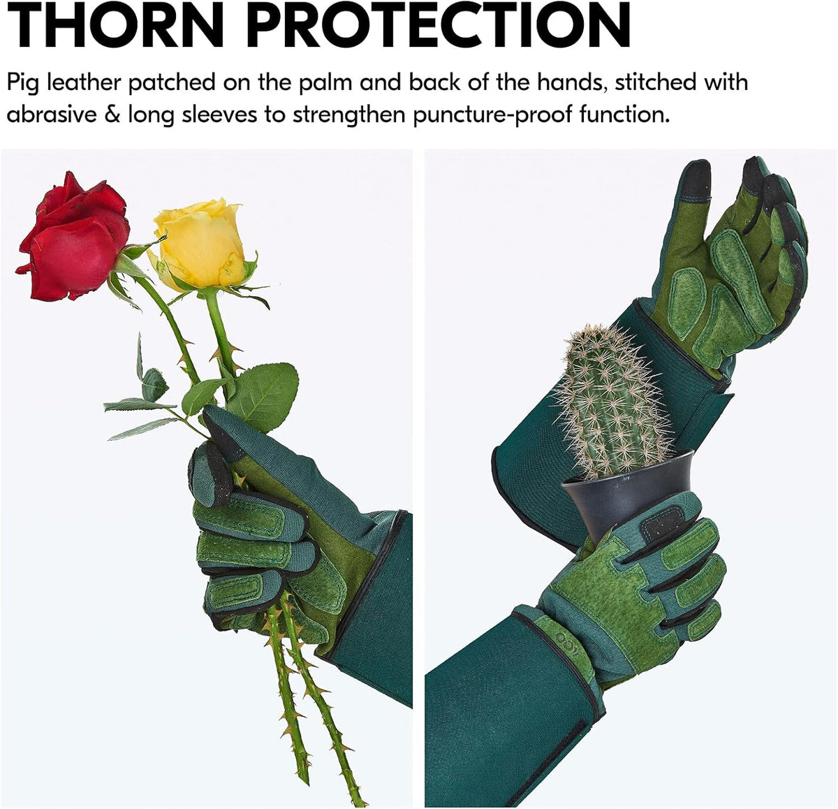 Vgo... 1 Pair Gardening Gloves Unses,Safety Work Gloves,Long Sleeves Gauntlet,Puncture-proof,Thorn