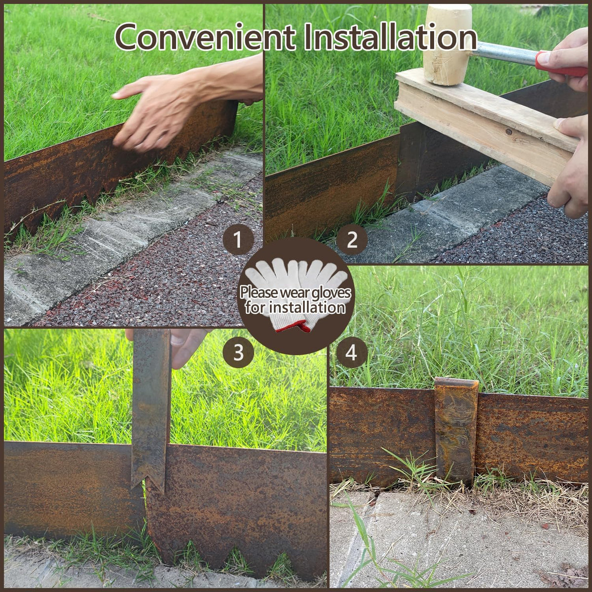 Cor-Ten Steel Landscape Edging with Rust Patina Finish, Pre-Rusted Cor-Ten Steel Landscape Edging
