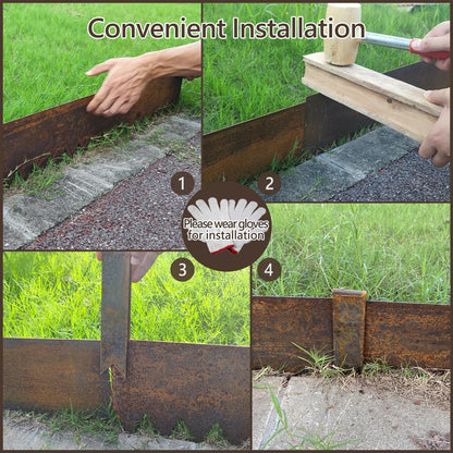 Cor-Ten Steel Landscape Edging with Rust Patina Finish, Pre-Rusted Cor-Ten Steel Landscape Edging