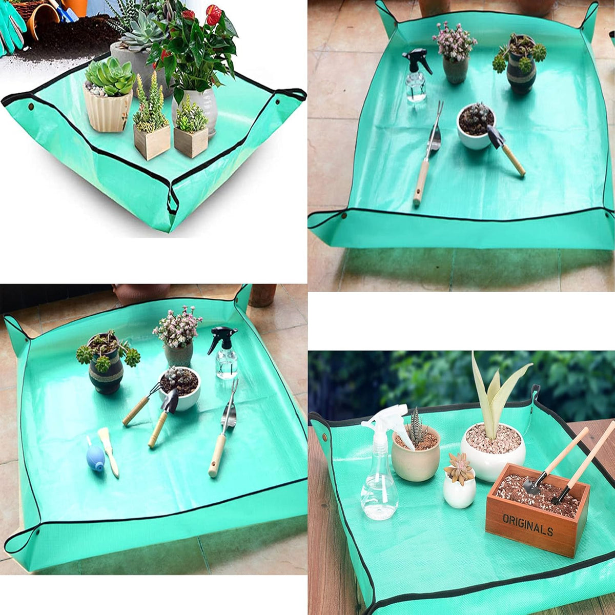 BIUWING 2PCS 39.4" x 39.4" Plant Repotting Mat Waterproof Transplanting Mat Indoor Succulent