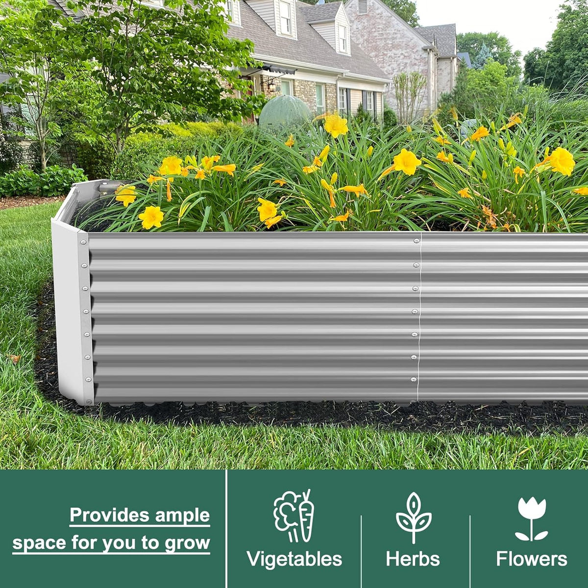 Land Guard 2 Pack 6×3×2 ft Galvanized Metal Raised Garden Bed, 2FT Deep Root Elevated Planter Box