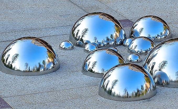 Nerien Gazing Ball, Stainless Steel Garden Mirror Globe, Polished Ornament Sphere, Hollow Floating