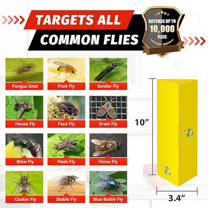 LULUCATCH Sticky Fly Traps, 10 Pack Fly Catcher Fungus Gnat Traps, Hanging Yellow Sticky Traps for