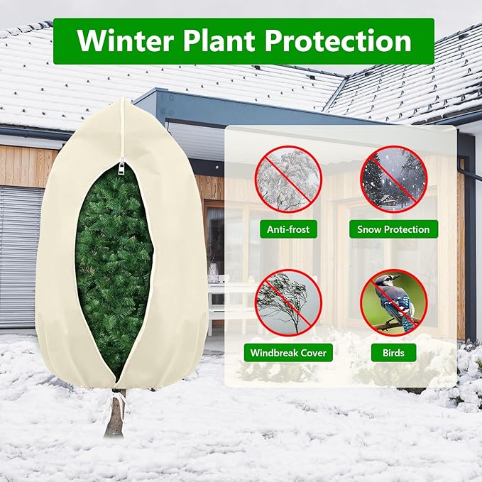 Plant Covers Freeze Protection, 4 Pack Round Frost Blankets for Outdoor Plants (71"x48") – Winter