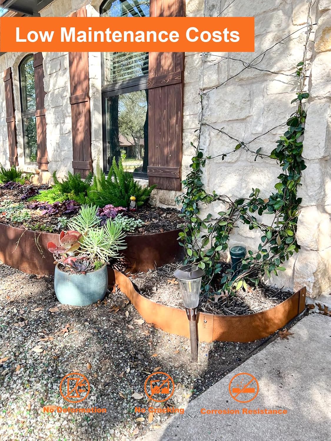 Vinci Landscape Edging Border, 40" L x 6" H 3Pack 10FT Total Rusted Corten Steel Garden Edging with
