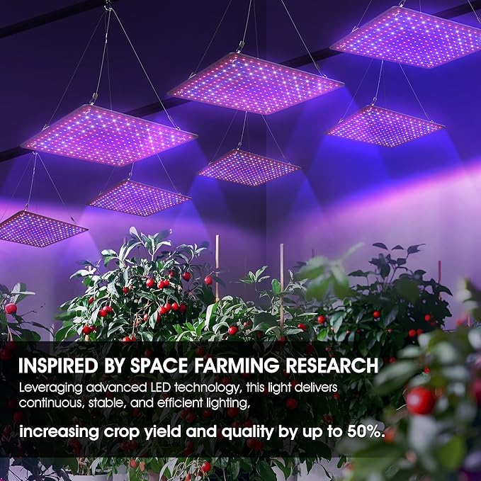 2 Pack LED Grow Light Panel 200W Lamp for Indoor Plants, Full Spectrum with White Blue Red UV IR