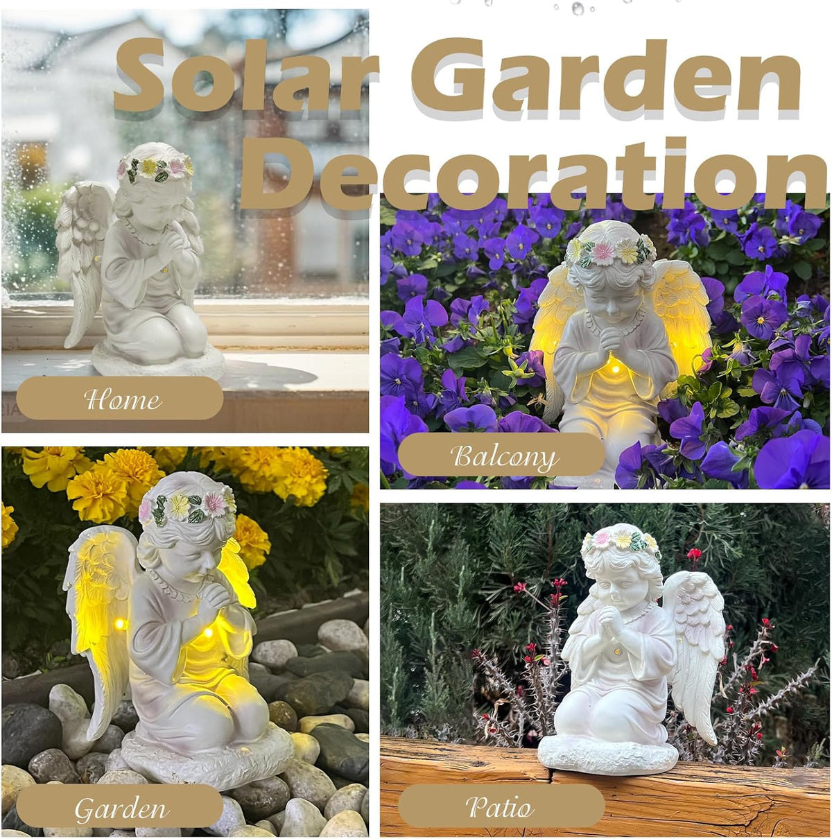Solar Garden Outdoor Angel Statues - Outdoor Angel Sculptures Garden Decorations with Waterproof