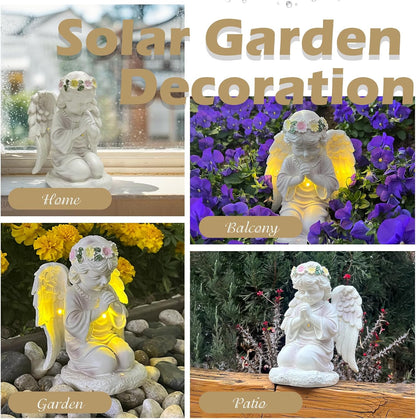 Solar Garden Outdoor Angel Statues - Outdoor Angel Sculptures Garden Decorations with Waterproof