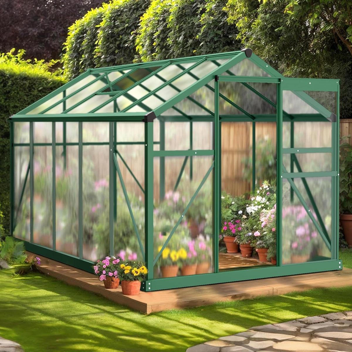VINGLI 6x10 FT Greenhouse for Outdoors, Twin-Wall Translucent Heavy Duty Polycarbonate Greenhouse
