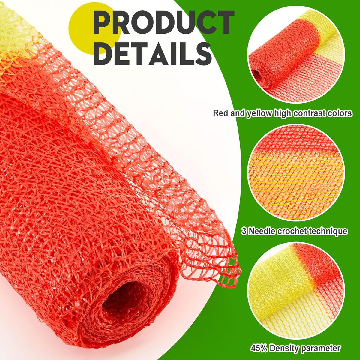 2 Rolls 3.3' x 164' Safety Construction Fence Net HDPE High Visibility Temporary Barrier Netting