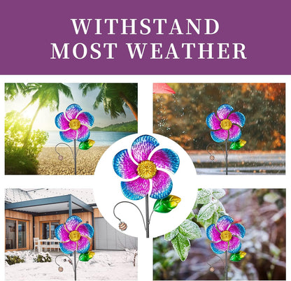 Viveta 2 Pack Wind Spinners with Metal Stake, 28.7 inches Outdoor Garden Pinwheels Spinners Purple