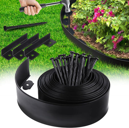 Landscape Edging Border No Dig - 40FT 4IN Tall Garden Edging Border with 40 Stakes, Plastic Garden