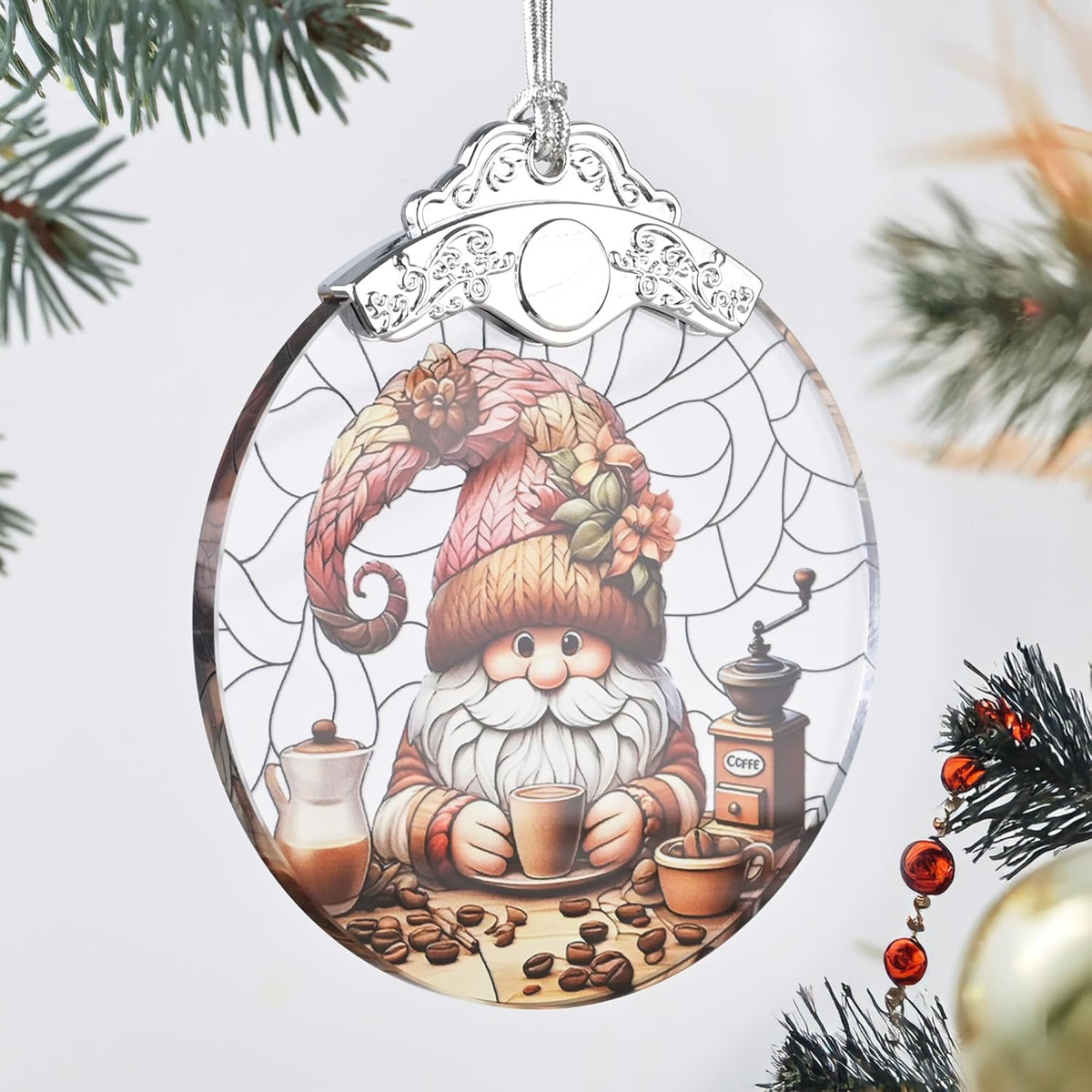 Gnome Stained Glass Ornament, Christmas Tree Decorations, Holiday Presents, Gift Exchange Ideas