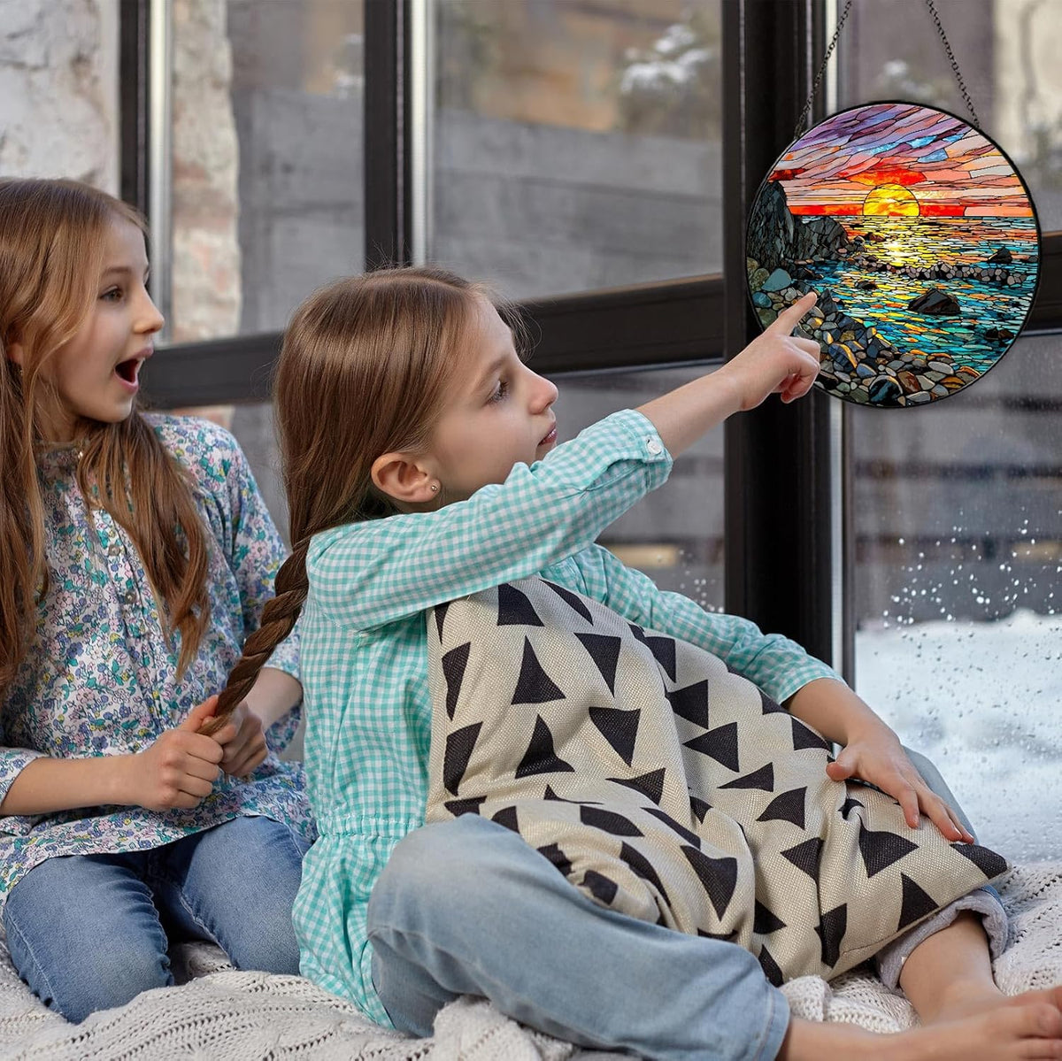 Waves on The Beach Stained Glass Window Hanging Sunset at The Seaside Sun Catcher Beach Lover Gifts
