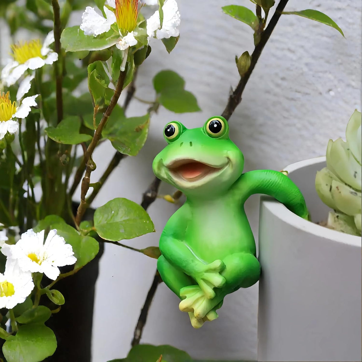 3 PCS Playful Frog Statues Pot Hugger Decorations for Plant, Miniature Frog Figurines,Women
