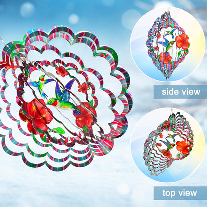 Hummingbird Wind Spinner, 12-Inch 3D Kinetic Metal Wind Spinners - Hummingbird Gift for Women, Mom
