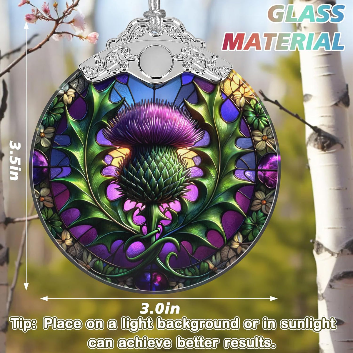 Scottish Thistle Stained Glass Orament - Christmas Ornament - Christmas Decorations for Tree