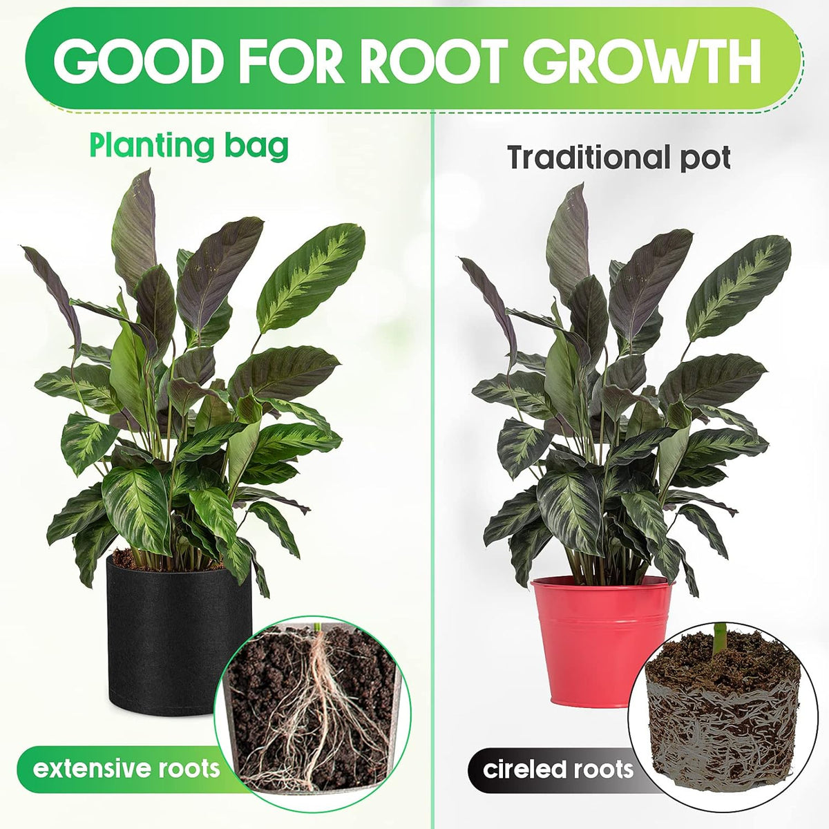 Nuanchu 50 Packs Grow Bags Small Aeration Fabric Pots Nonwoven Garden Bags Grow Pots Planter with