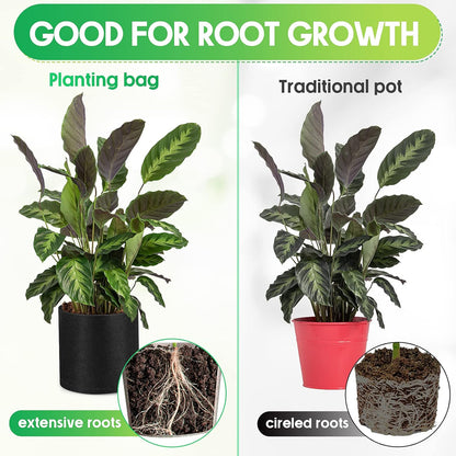 Nuanchu 50 Packs Grow Bags Small Aeration Fabric Pots Nonwoven Garden Bags Grow Pots Planter with