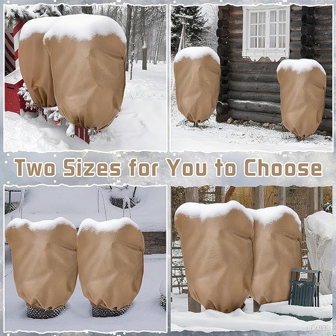 4 Pcs Plant Covers Freeze Protection Reusable Plant Protector with Zipper and Drawstring, Winter